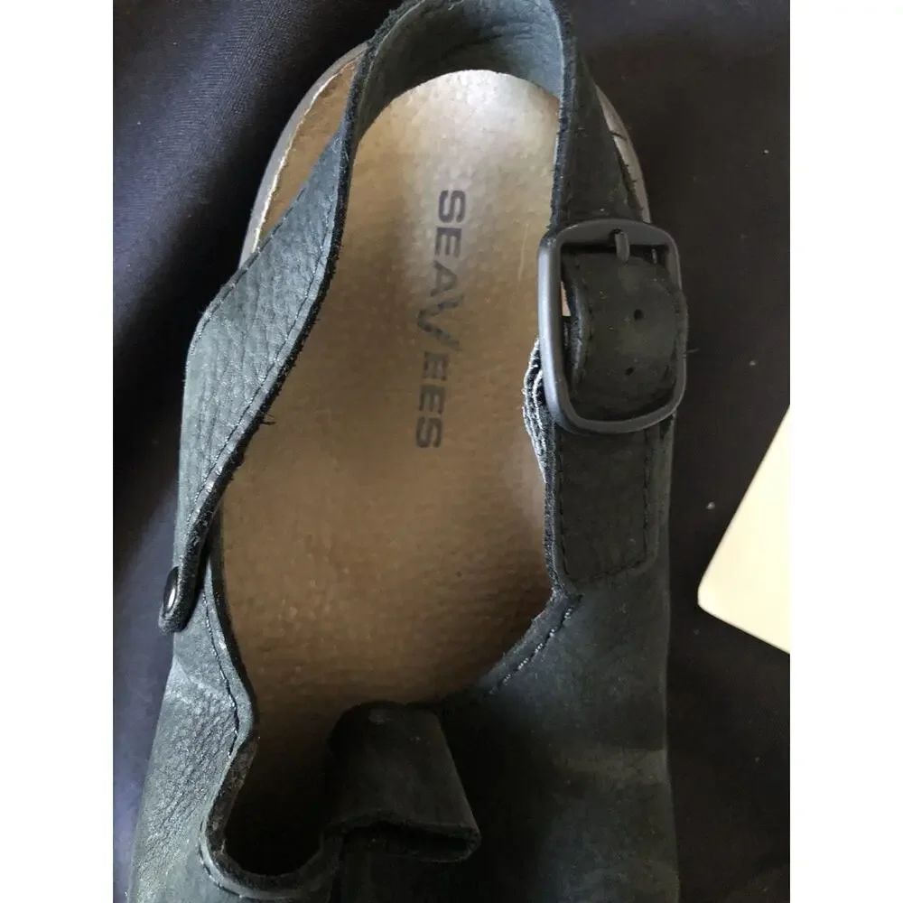SeaVees Womens Tahoe Trekker Slip On Leather Strap Clog Shoes Size 11